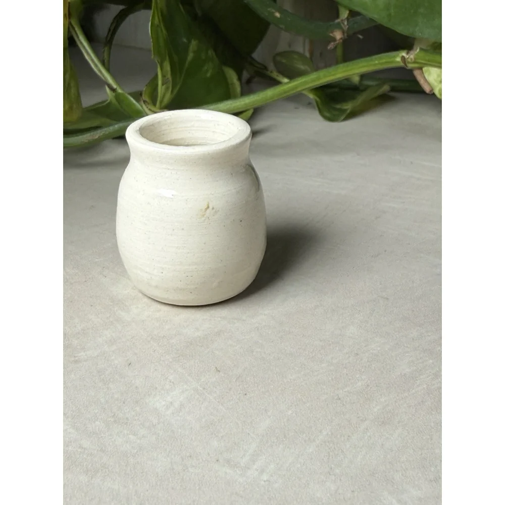 Mini Pottery Bud Vase Greene Iowa Souvenir 2003 Signed Hand Painted Stoneware